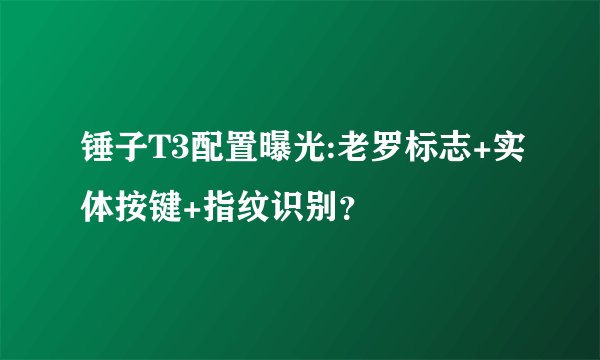 锤子T3配置曝光:老罗标志+实体按键+指纹识别？