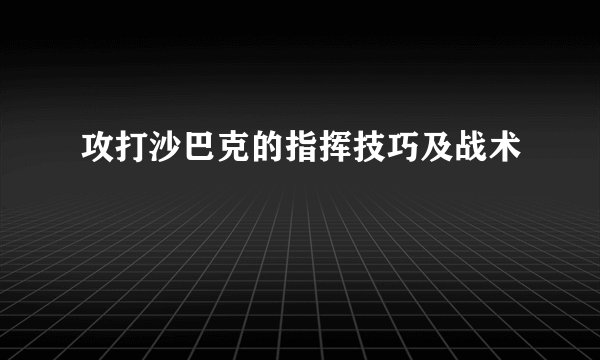 攻打沙巴克的指挥技巧及战术
