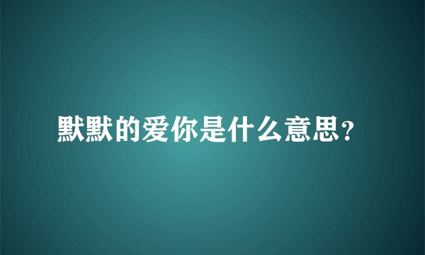 默默的爱你是什么意思？