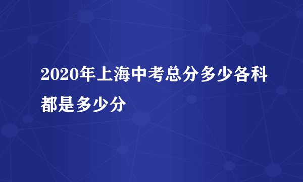 2020年上海中考总分多少各科都是多少分