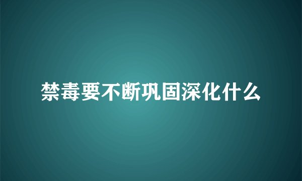 禁毒要不断巩固深化什么