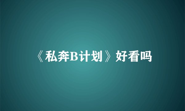 《私奔B计划》好看吗