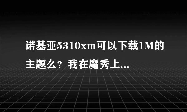 诺基亚5310xm可以下载1M的主题么？我在魔秀上做了一个1.24M的主题，为什么不能用，？