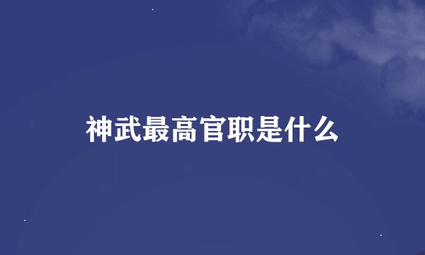 神武最高官职是什么