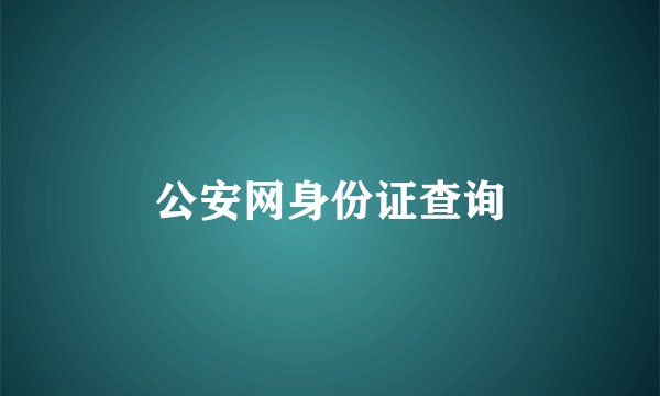 公安网身份证查询