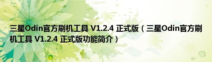 三星Odin官方刷机工具V124正式版三星Odin官方刷机工具V124正式版功能简介