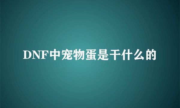 DNF中宠物蛋是干什么的