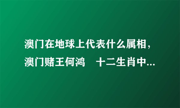 澳门在地球上代表什么属相，澳门赌王何鸿燊十二生肖中属什么?