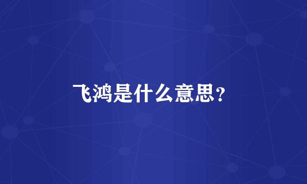 飞鸿是什么意思？