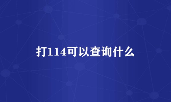 打114可以查询什么