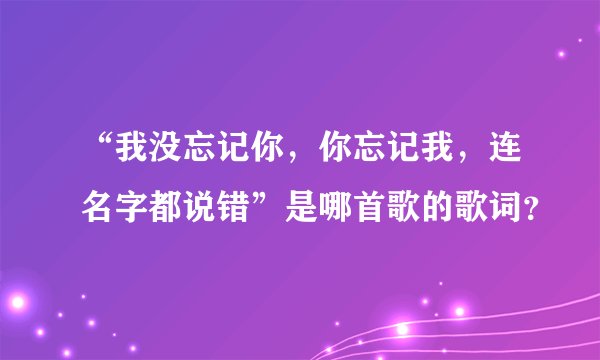 “我没忘记你，你忘记我，连名字都说错”是哪首歌的歌词？