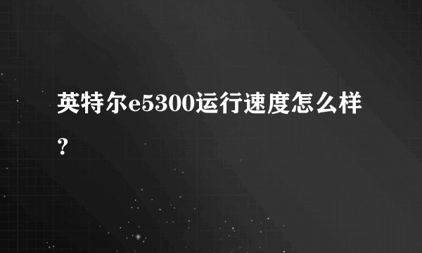英特尔e5300运行速度怎么样？