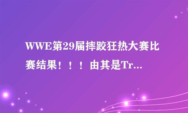 WWE第29届摔跤狂热大赛比赛结果！！！由其是Triple H的那场，最好说详细点。