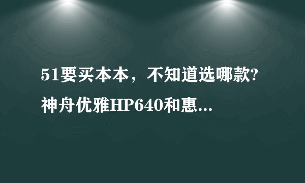 51要买本本，不知道选哪款?神舟优雅HP640和惠普CQ40-324AX那个好啊？具体点分析！配置，散热啊！