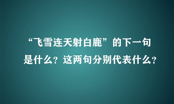 “飞雪连天射白鹿”的下一句是什么？这两句分别代表什么？