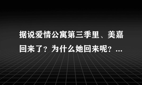 据说爱情公寓第三季里、美嘉回来了？为什么她回来呢？当初走得时候不是很坚决吗？