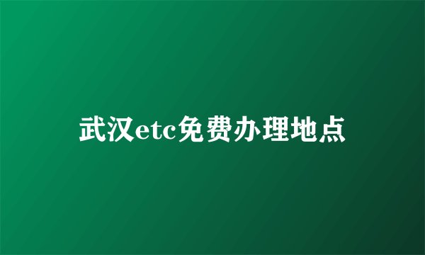 武汉etc免费办理地点