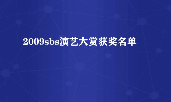 2009sbs演艺大赏获奖名单