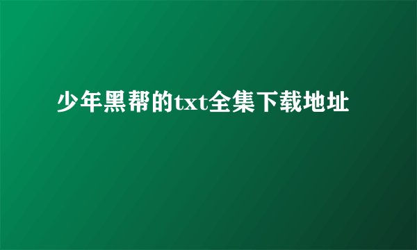 少年黑帮的txt全集下载地址