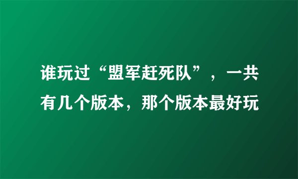 谁玩过“盟军赶死队”，一共有几个版本，那个版本最好玩