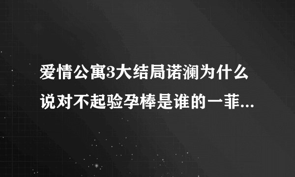 爱情公寓3大结局诺澜为什么说对不起验孕棒是谁的一菲为什么盯着手机小贤会选择谁