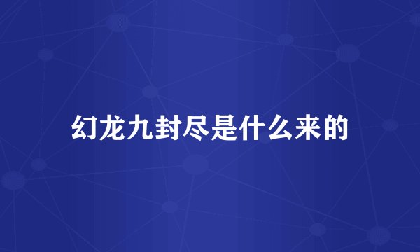 幻龙九封尽是什么来的