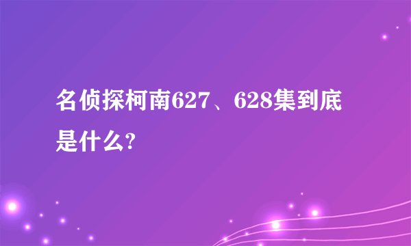 名侦探柯南627、628集到底是什么?