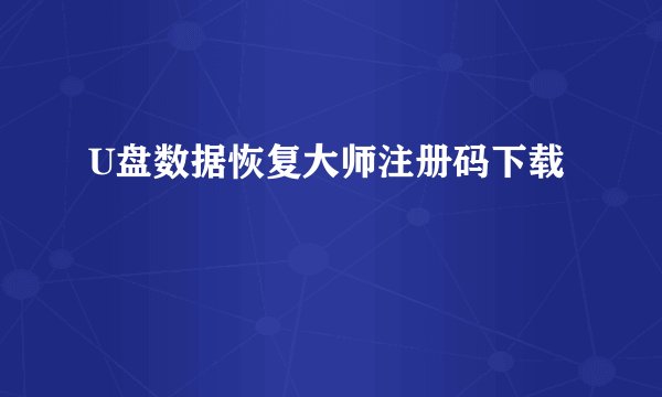 U盘数据恢复大师注册码下载