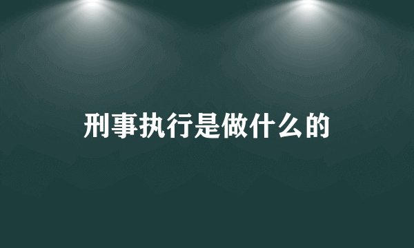 刑事执行是做什么的
