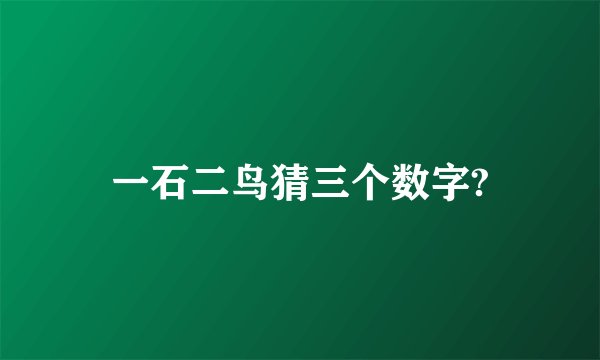 一石二鸟猜三个数字?