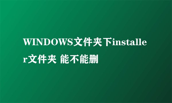 WINDOWS文件夹下installer文件夹 能不能删