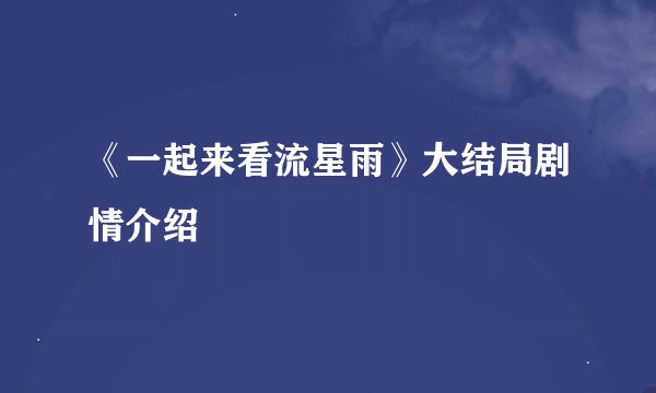 《一起来看流星雨》大结局剧情介绍