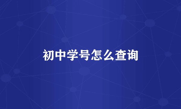 初中学号怎么查询
