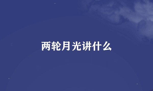 两轮月光讲什么