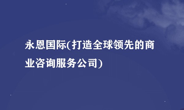 永恩国际(打造全球领先的商业咨询服务公司)