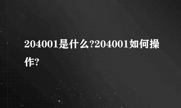 204001是什么?204001如何操作?