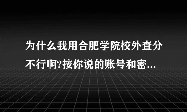 为什么我用合肥学院校外查分不行啊?按你说的账号和密码,它提示是错误的.请问各位知道是