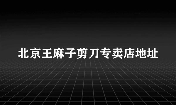 北京王麻子剪刀专卖店地址
