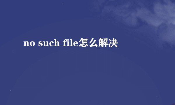 no such file怎么解决