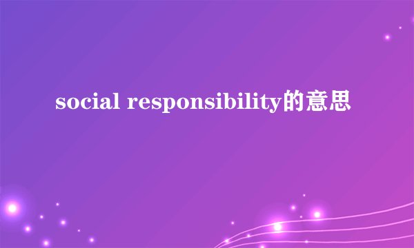 social responsibility的意思