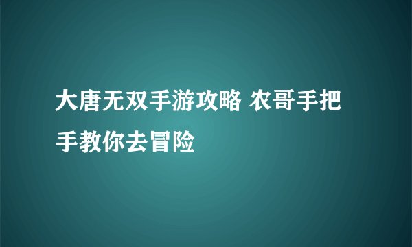 大唐无双手游攻略 农哥手把手教你去冒险