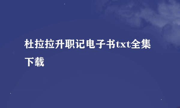 杜拉拉升职记电子书txt全集下载