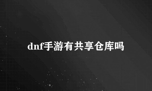 dnf手游有共享仓库吗