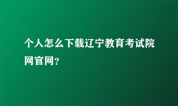 个人怎么下载辽宁教育考试院网官网?