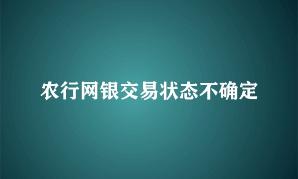 农行网银交易状态不确定