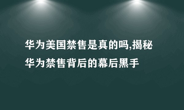 华为美国禁售是真的吗,揭秘华为禁售背后的幕后黑手