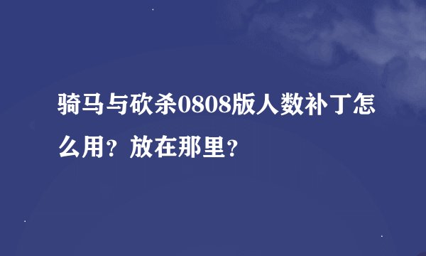 骑马与砍杀0808版人数补丁怎么用？放在那里？
