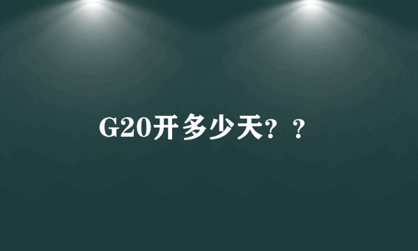 G20开多少天？？