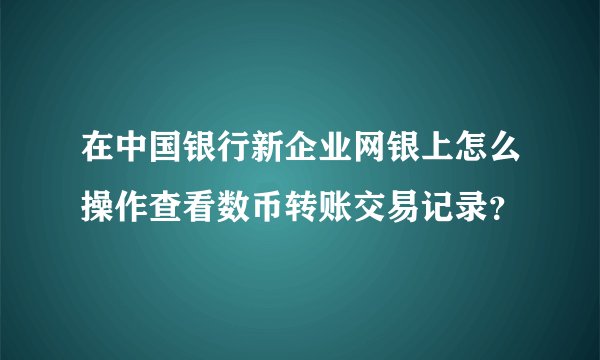在中国银行新企业网银上怎么操作查看数币转账交易记录？