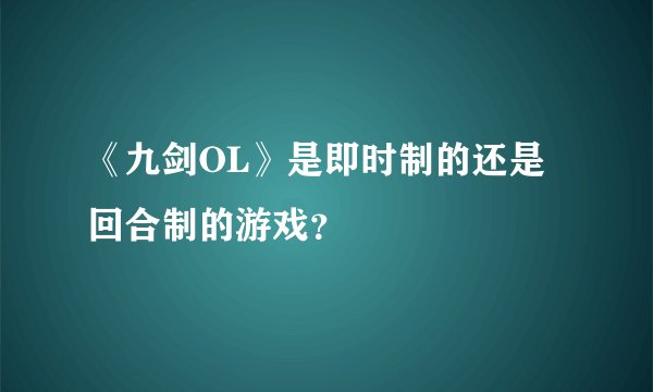 《九剑OL》是即时制的还是回合制的游戏？